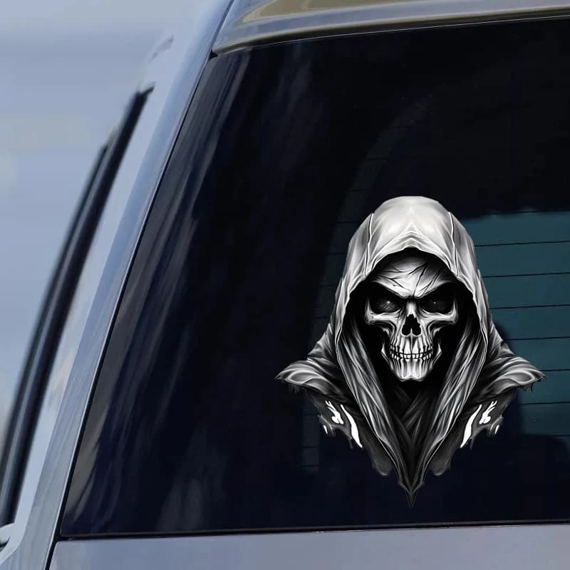 1Pc Grim Reaper Death Skull Vinyl Sticker Waterproof Horror Decal for Laptops Cars Motorcycles