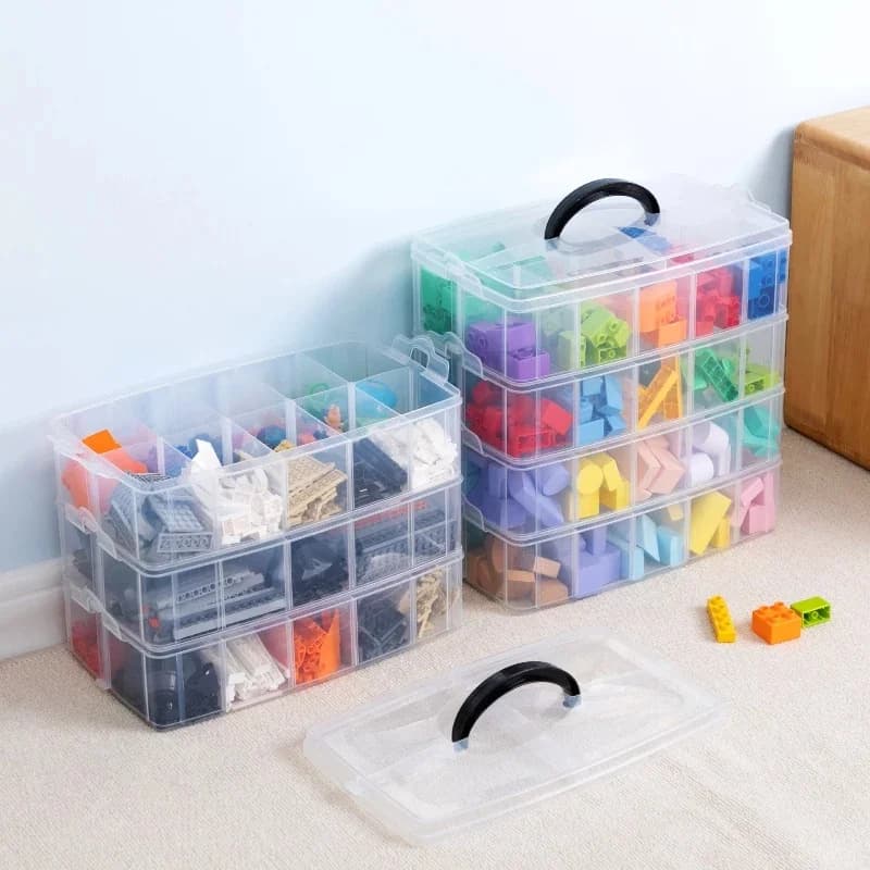 Building Blocks Children'S Toy Storage Box 3 Layer Plastic Transparent Jewelry Organizer Scrapbooking Storage Box For Tools
