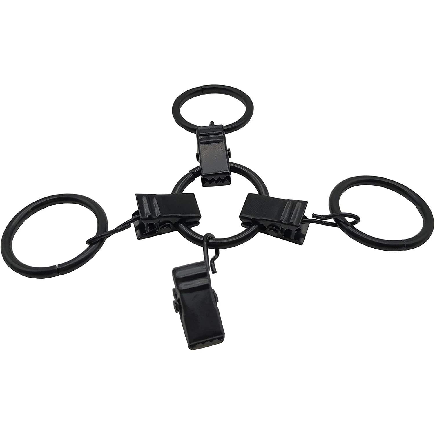 AT05-42 Packs Of Curtain Ring, With Clips, Decorative Curtains, Rust, Retro, 1 Inch, Inner Diameter, Black