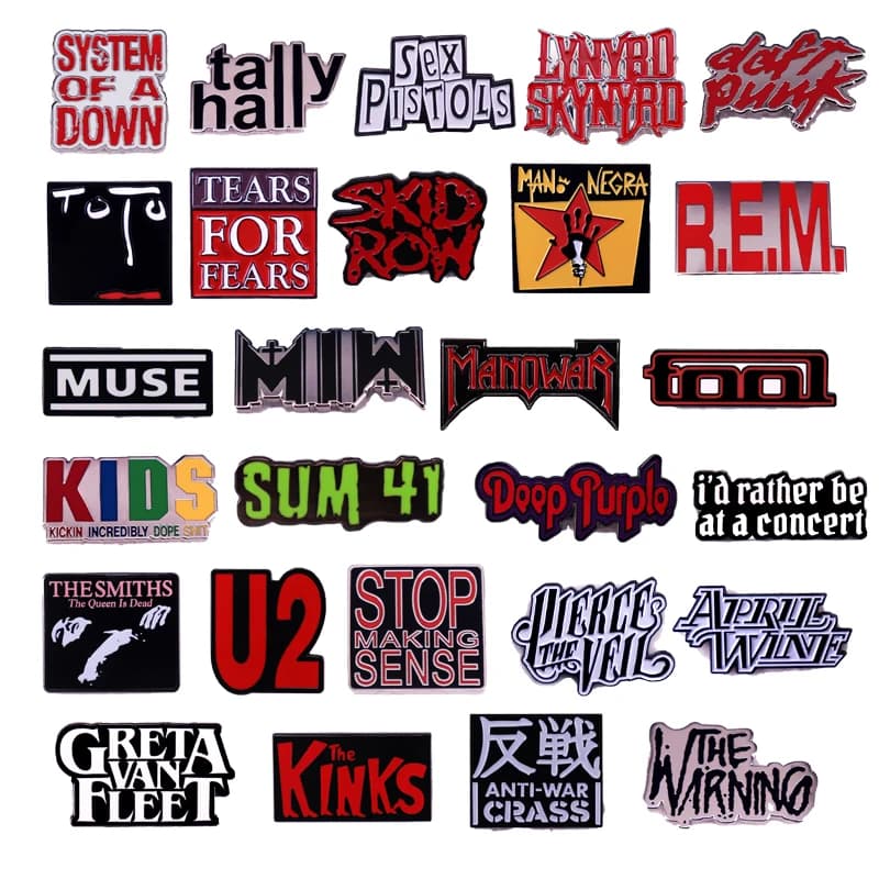 Pop Rock Jewelry Classic Music Band Logo Spilla smaltata Collezione fan Badge Invia agli amici Spilla unica Accessori regalo all'ingrosso