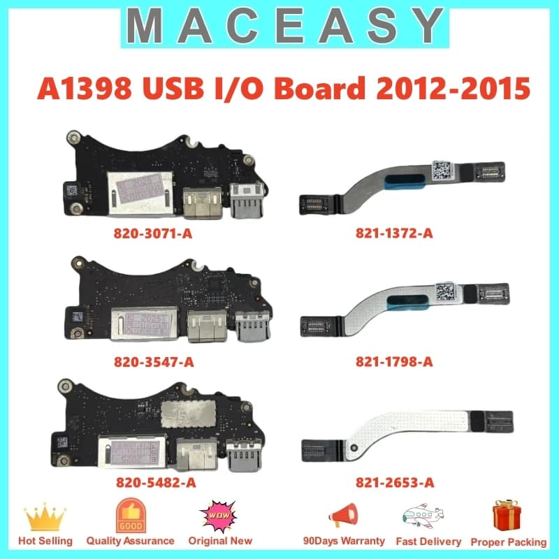 A1398 Original I/O Board USB HDMI SD Card Reader with Flex Cable for MacBook Pro Retina 15inch 820-3071-A 820-3547-A 820-5482-A