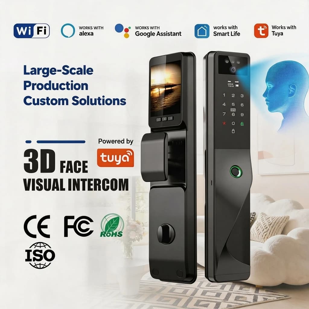 Manufacturer Price Fingerprint Biometric Rfid NFC Digital Lock WIFI 3d Face Recognition Biometric Smart Door Lock With Camera