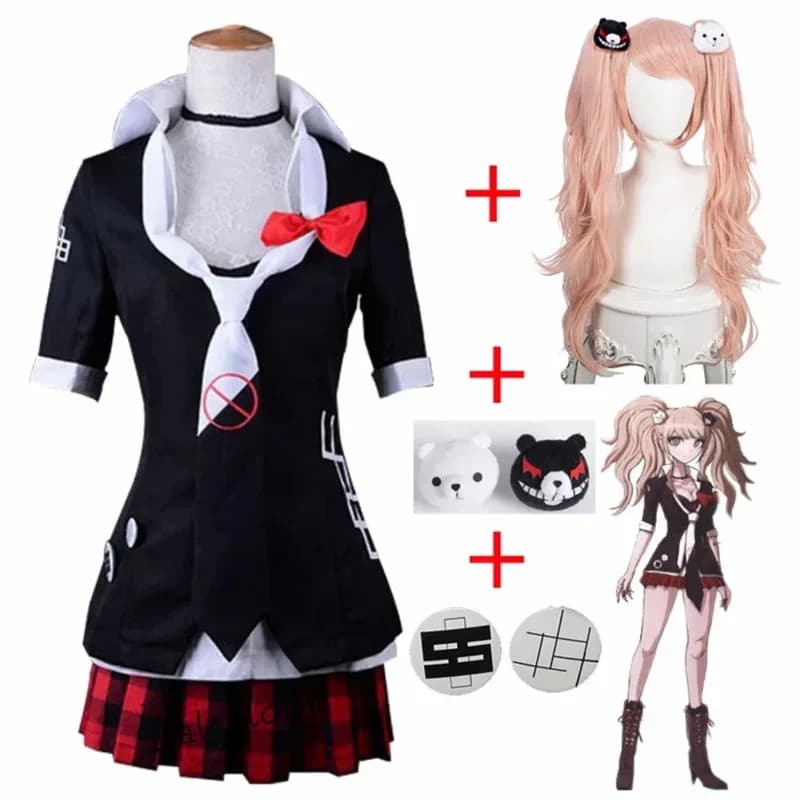 Danganronpa Anime Junko Enoshima Emboitement Inushio Kimuchi Happy Havoc Dangan Ronpa Cosplay Costume / Wig GA2004c;3.k'6;d.a;
