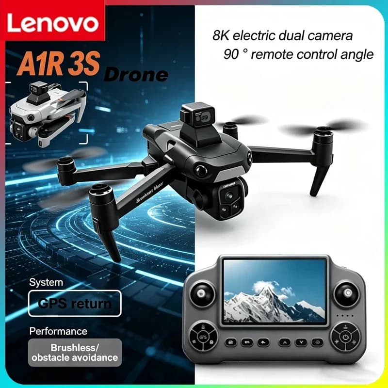 Lenovo A1R 3S RC Quadcopter 4K 8K Aerial FPV Camera Laser Obstacle Avoidance Brushless Motor Foldable Large Screen Toy