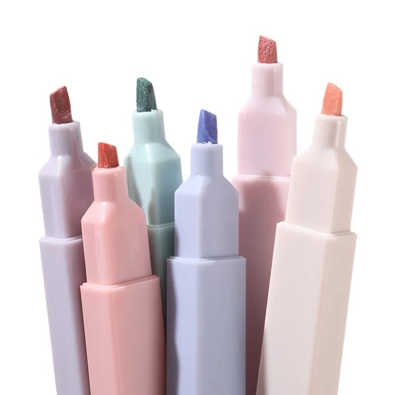 6 pezzi/set evidenziatori set simpatici pennarelli color caramello Kawaii penne estremità pastello per il ritorno a scuola forniture di cancelleria giapponese