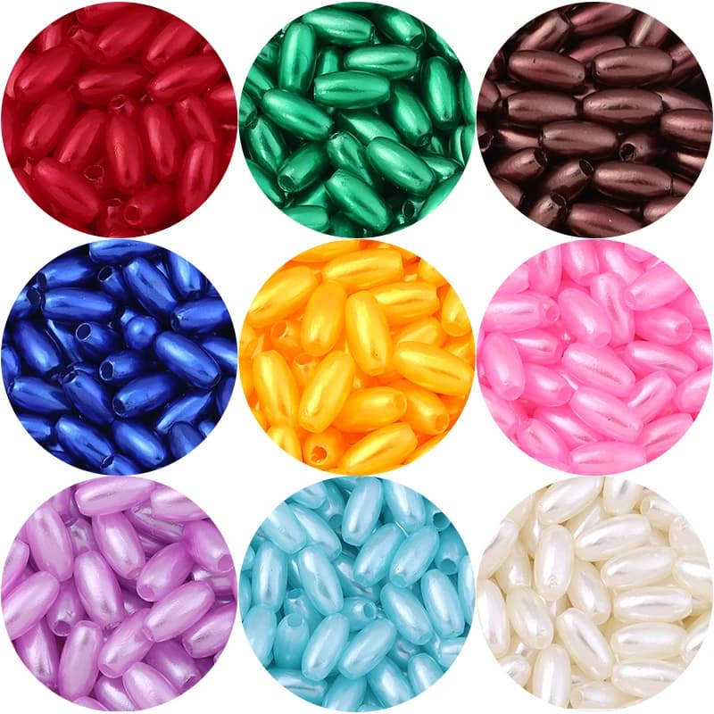 100-200 pz Ovale Riso Perle D'imitazione Perle per la Produzione di Gioielli Cucito Indumento Perline Acrilico Perline Del Distanziatore Collana Del Braccialetto FAI DA TE