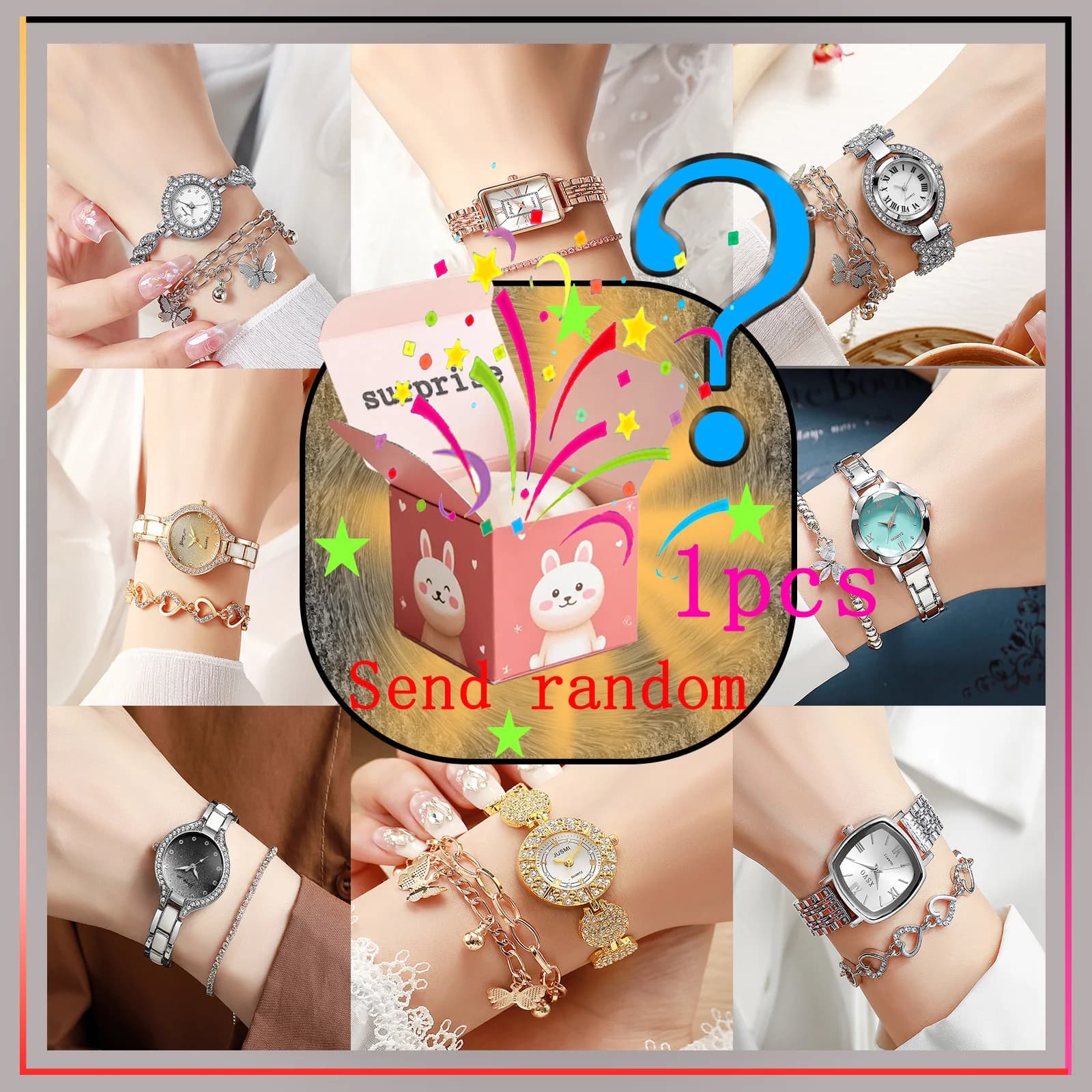 Surprising blind box, fashion, luxury items, new steel strap, diamond plate, women's watch, casual style