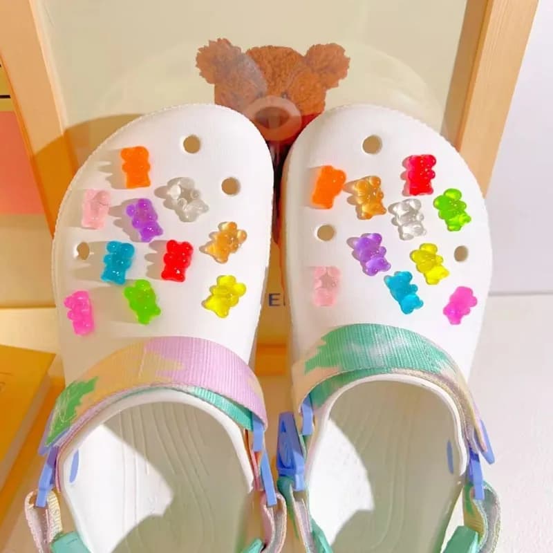 10/20 pz. Simpatici Orsetti Caramella Charm per Scarpe, Accessori Fai da Te per Zoccoli e Sandali, Decorazioni per Scarpe, Fibbie, Regali per Bambini, Estate