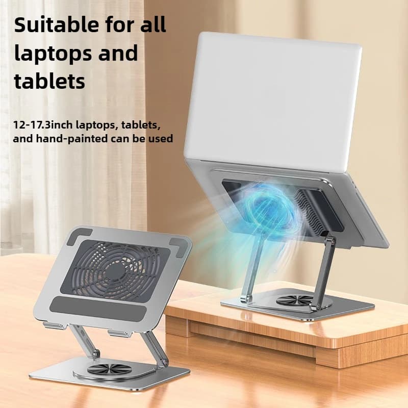 Rack di raffreddamento girevole per laptop con ventola, base di raffreddamento elevata per tablet, adatto per supporti per laptop e tablet