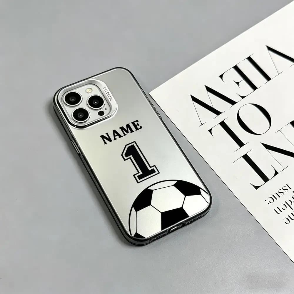 Hot luxurious cool Fashion Soccer Custom Name Number ins Phone Case IMD Colorful Silver case for iPhone 17 16 15 14 13 12 Pro Ma