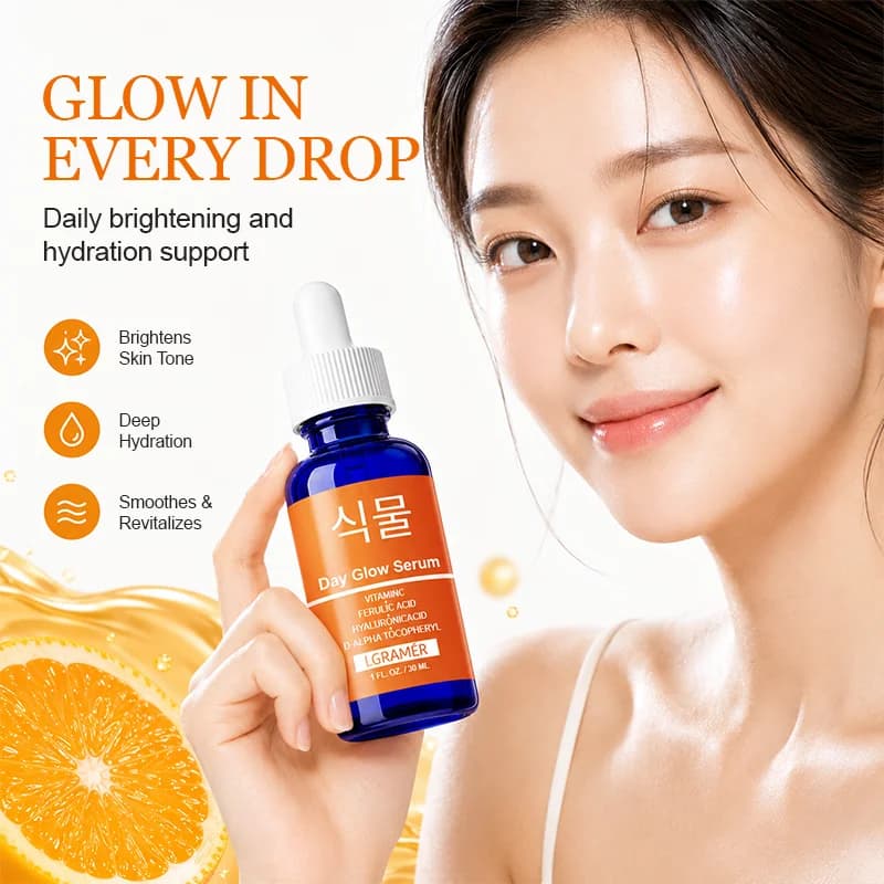Vitamin C Day Glow Facial Serum Contain Ferulic Acid Vitamin E Brighten Skin Fade Anti Wrinkle Hydrating Korean Skincare Essence