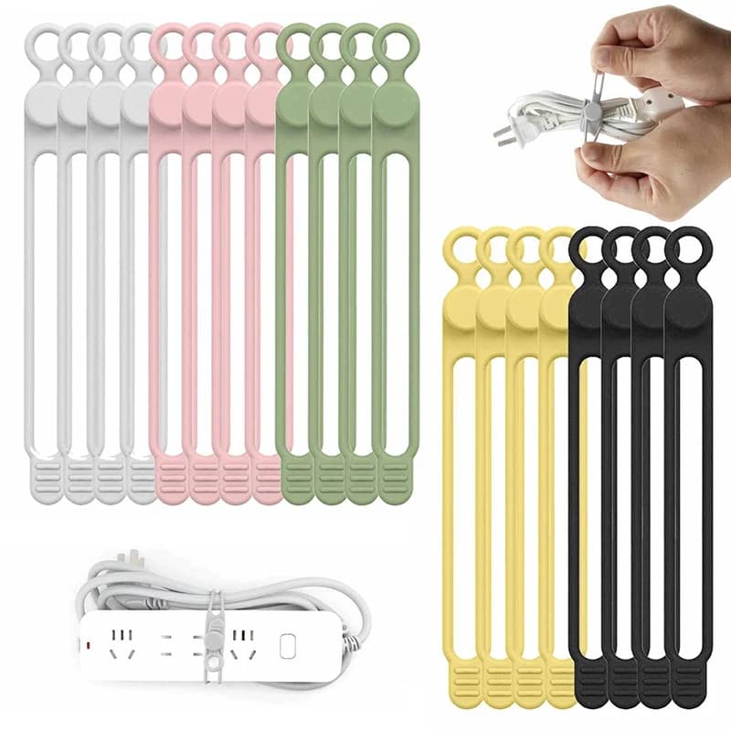 Fascette per cavi in silicone da 25 pezzi, organizer per cavi, fascette per cavi, fascette per cavi riutilizzabili, organizer per cavi da viaggio, graziose fascette elastiche, fascette per cavi