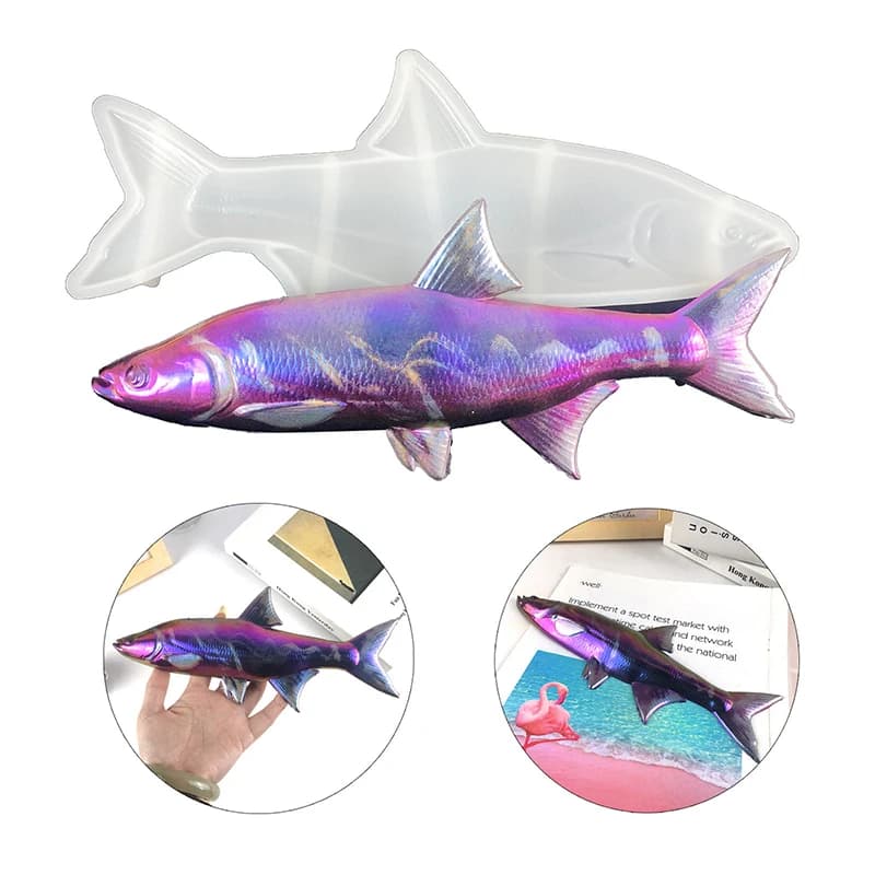 1pc Stampo epossidico in silicone per pesci Stampi in silicone per animali di grandi dimensioni per colata da appendere alla parete in resina Decorazione da parete per ufficio domestico fai da te