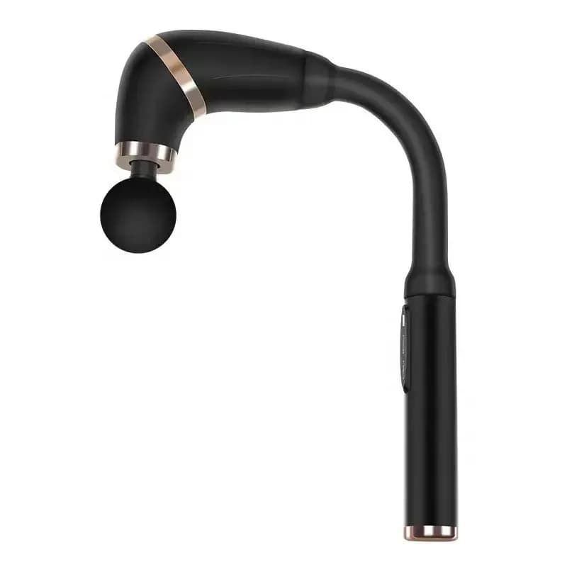 Black Massage Gun with updated extended handle U-shaped back massager to relieve the pain of deep tissues with 4 massage heads