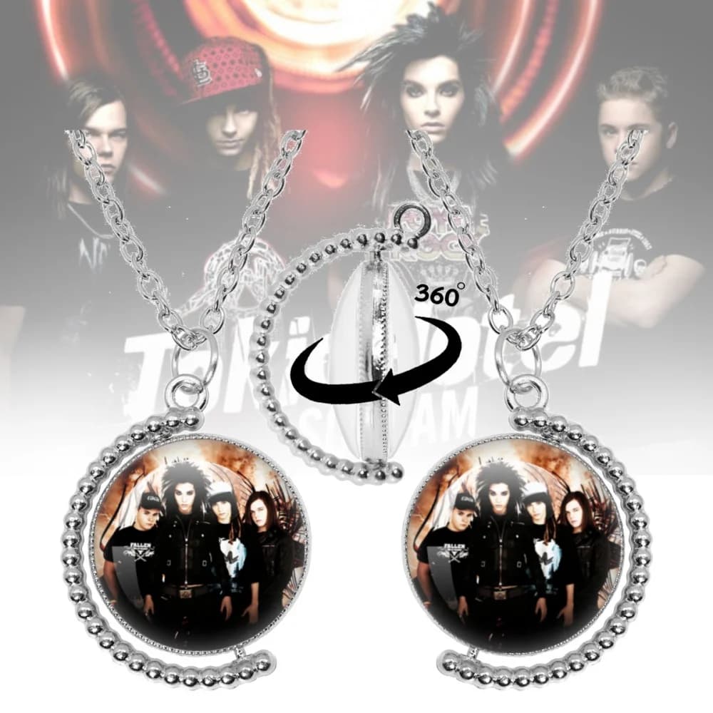 Tokio Hotel Bill Kaulitz Pop Retro Rock Band Cantante musicale Immagine Collana con ciondolo in vetro Gioielli Feste di fascino