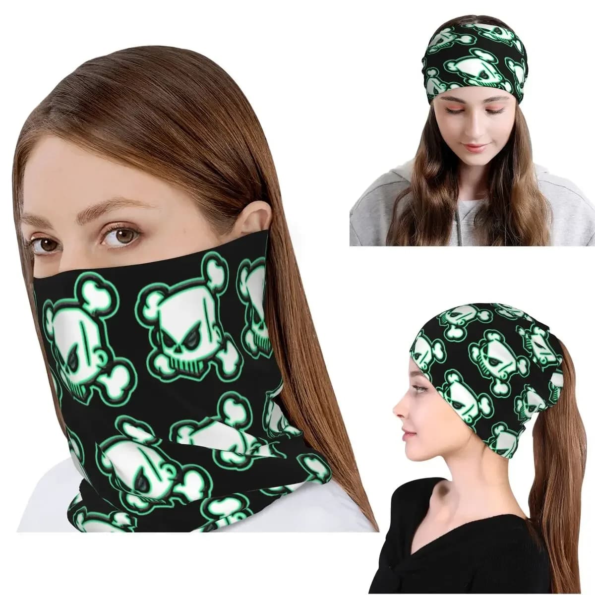 Ken Block Acrylic Skull Bandana Neck Cover Wrap Scarf Multi-use Face Mask Beanies Hat Unisex Adult Windproof