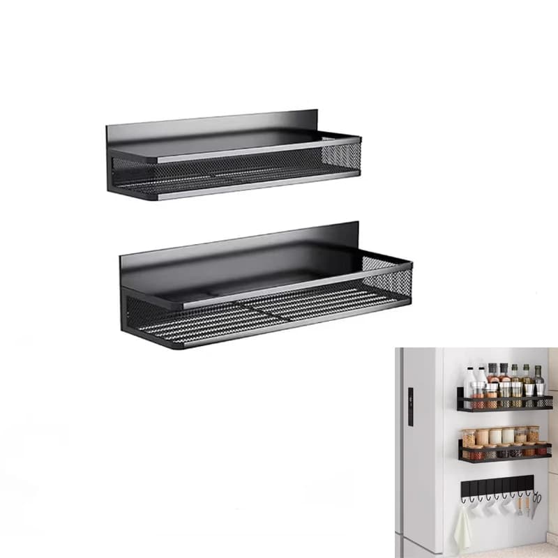 Scaffale Magnetico in Metallo per Spezie da Frigorifero e Forno, Mensola Magnetica per Frigo, Organizzatore Fai-da-te per Spezie da Cucina