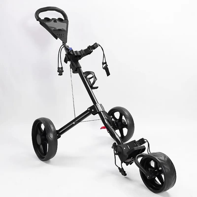 Carrello da golf, trolley a tre ruote per sacca da golf, carrello da golf pieghevole con contenitore