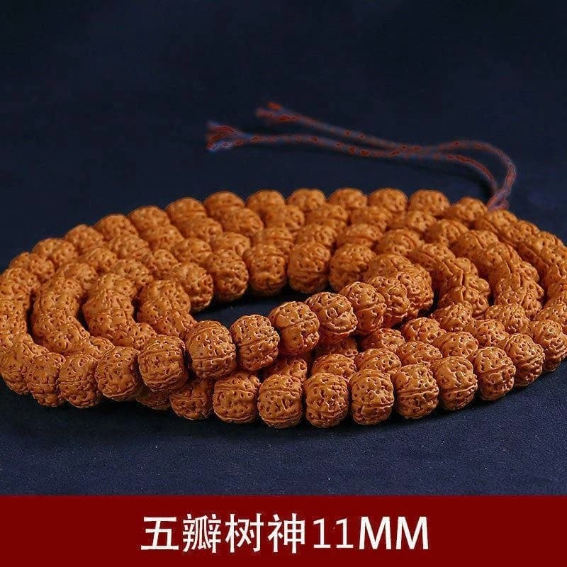 Bracciale Buddista con 108 Perle di Semi di Vajra Bodhi a Cinque Petali, per Uomo e Donna