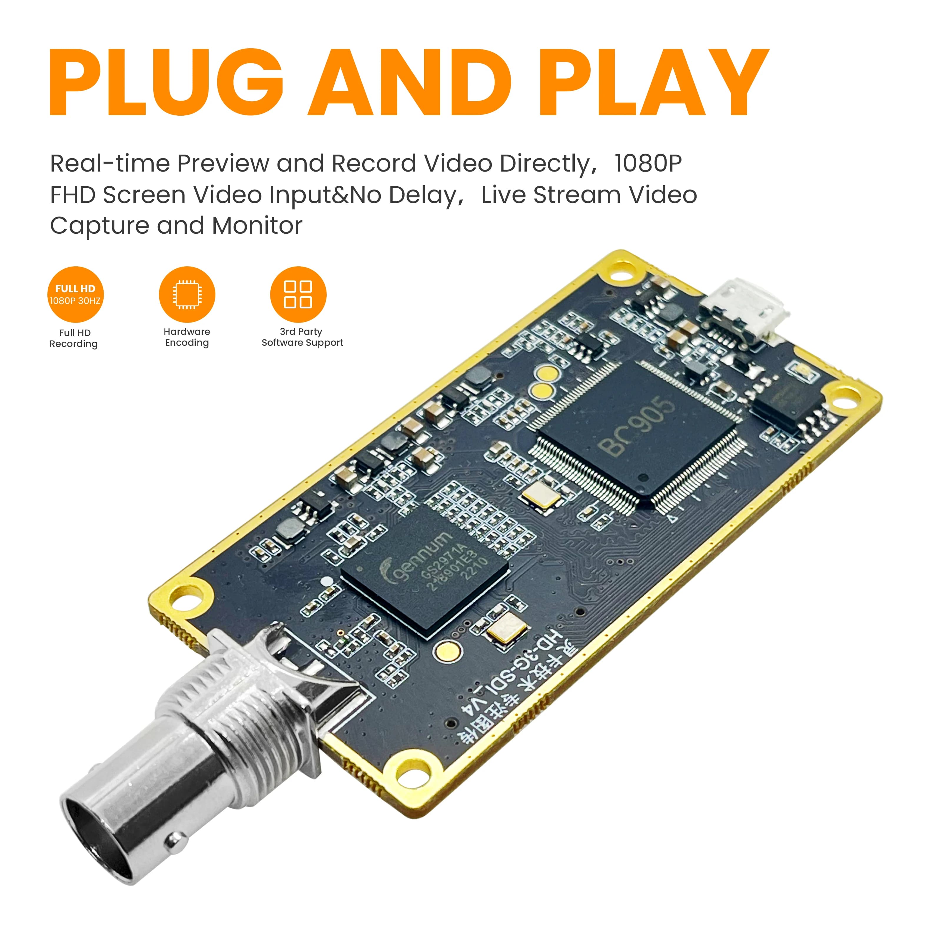 Scheda di acquisizione video H.264 SDI a USB, Encoder SDI a UVC per OBS, Potplayer, 3G, SDI a UVC e UAC, Grabber di acquisizione video LCC262