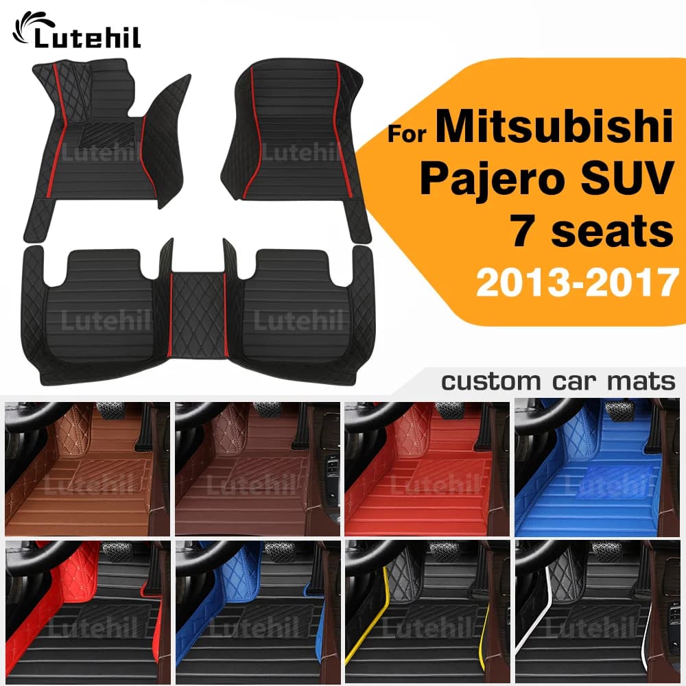 Tappetini per auto per Mitsubishi Pajero SUV 7 posti 2013-2017 16 15 14 Tappetini per auto Tappetini per pavimenti per tutte le stagioni Set completo