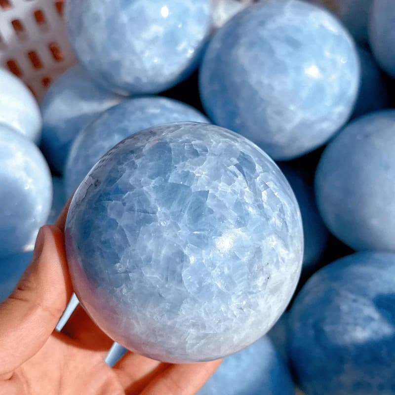 1pc Random Celestite Sphere, Polished Natural Decorative Stone Ball for Home Decoration, Christmas, Thanksgiving Day