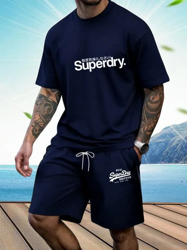 Completo sportivo da uomo 2026: T-shirt a maniche corte e pantaloncini sportivi, set estivo casual da jogging, due pezzi