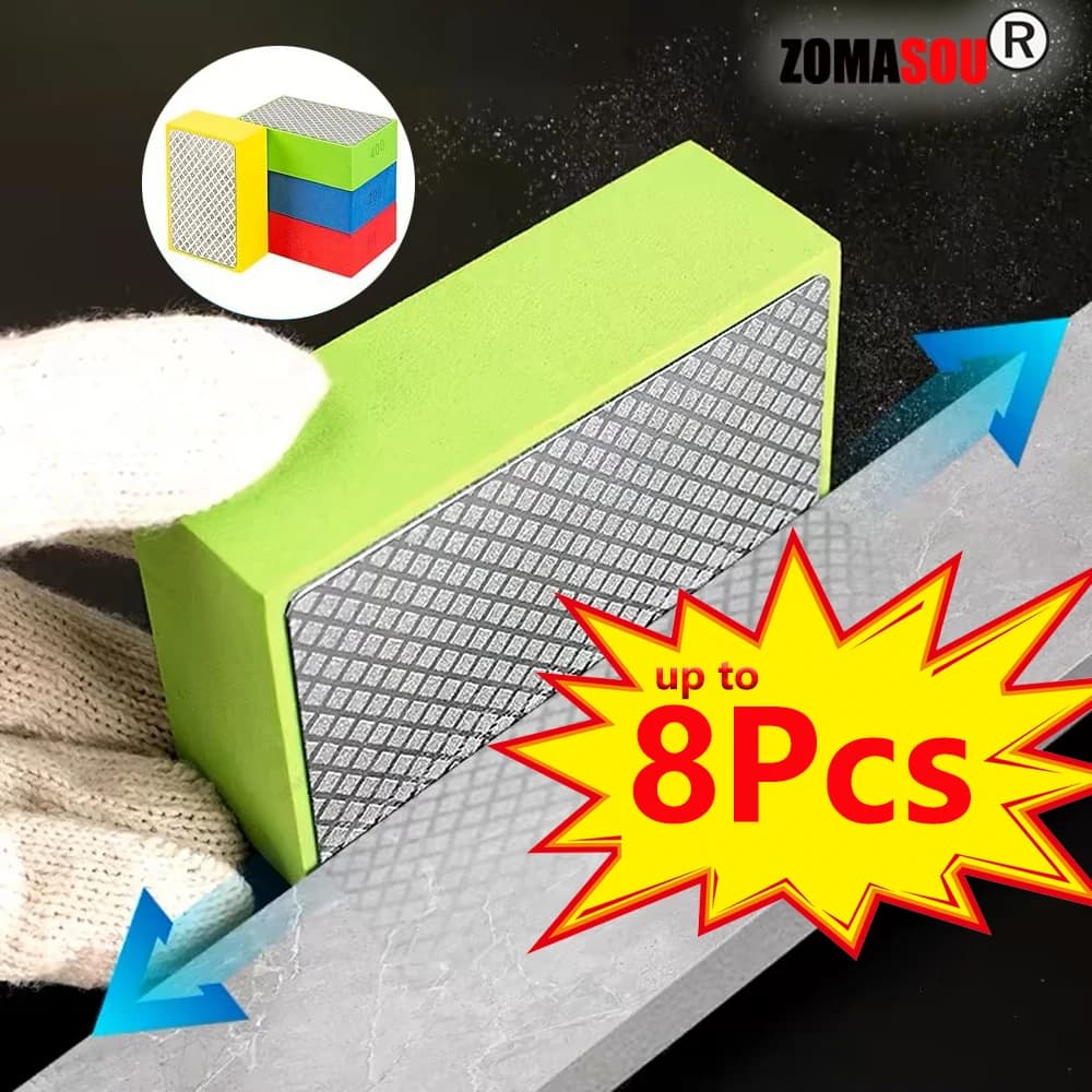 1-8 Pezzi 60-1000 # Tamponi Diamantati Professionali per Lucidatura a Mano, Blocchi Abrasivi per Piastrelle e Vetro, Dischi per Levigatura Marmo e Ceramica, Utensile Lucidante