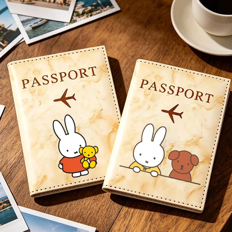 Miffys Passport Cover Women Men Cute Cartoon Rabbit Card Holder Wallet Travel Things Organizer Protective Case Accessories Gift