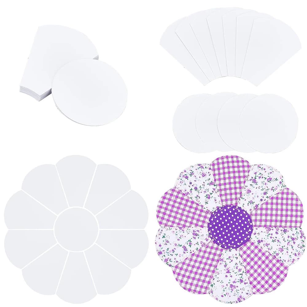 Set di 44 Modelli di Carta a Forma di Fiore per Quilting, Trapezoidali e Rotondi, per Patchwork e Fai-da-Te