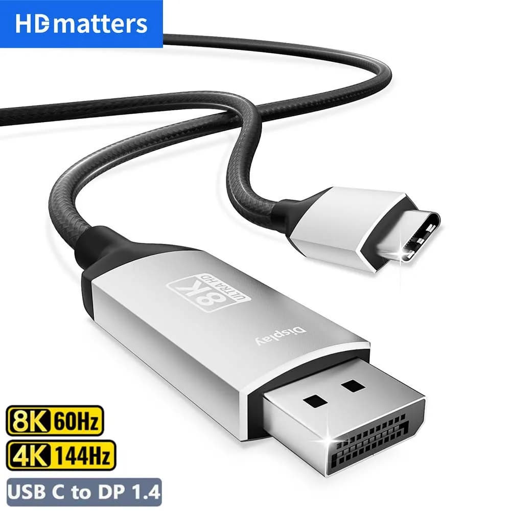 Cavo da USB C a DisplayPort 4K/8K Cavo da USB 3.1 intrecciato da 4K 60Hz Tipo C a Display-Port Cavo AV da 144Hz USB-C a DP Cavo per monitor Mac