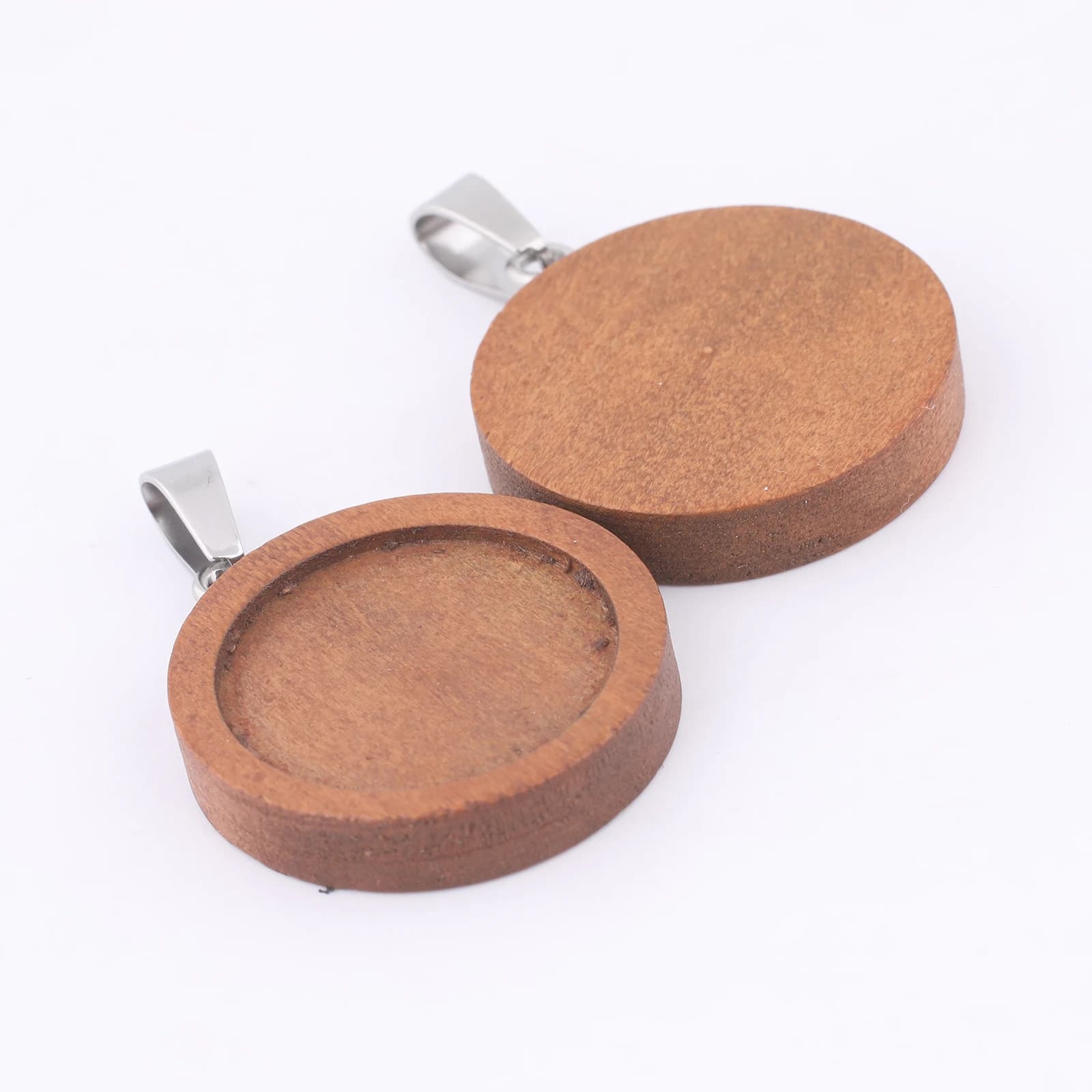 10 pezzi 20 mm cabochon in legno rotondo impostazioni base fai da te vassoi pendenti con castone in legno per la creazione di gioielli di collane