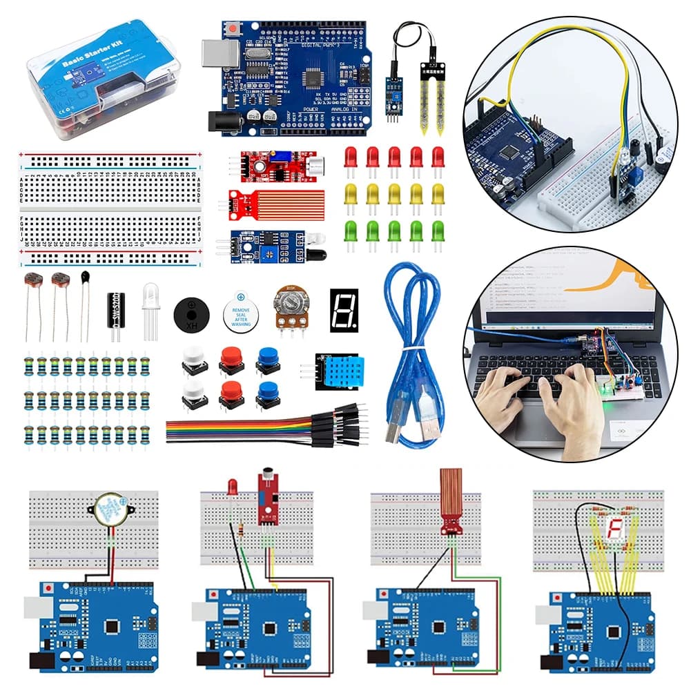 Basic Kit for Beginners with Breadboard, Sensor Modules, Resistances, Educational Programming Kit, Fai-da-Te Electronic Kit for Arduino UNO R3