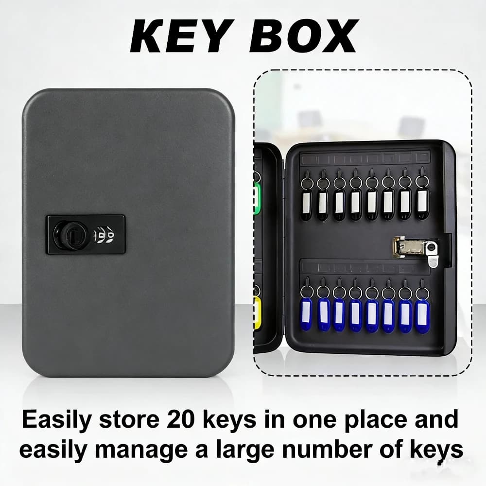 Combination Key Cabinet 20 Key Hooks Key Box Wall Mounted With Code Lock Locking Key Organizer Key Cabinet Security Lock Box