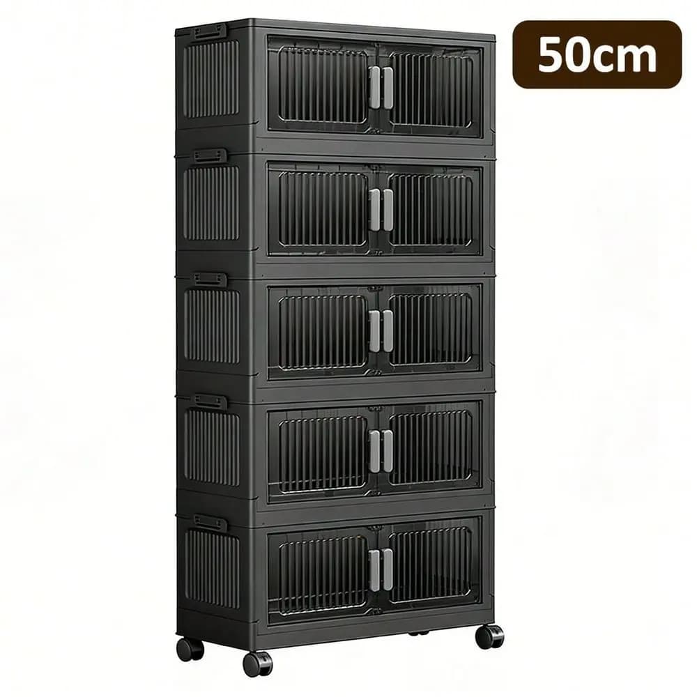 Contenitori pieghevoli con coperchi, organizer per armadi e scatole portaoggetti con ante, contenitori in plastica per camera da letto e dormitorio.