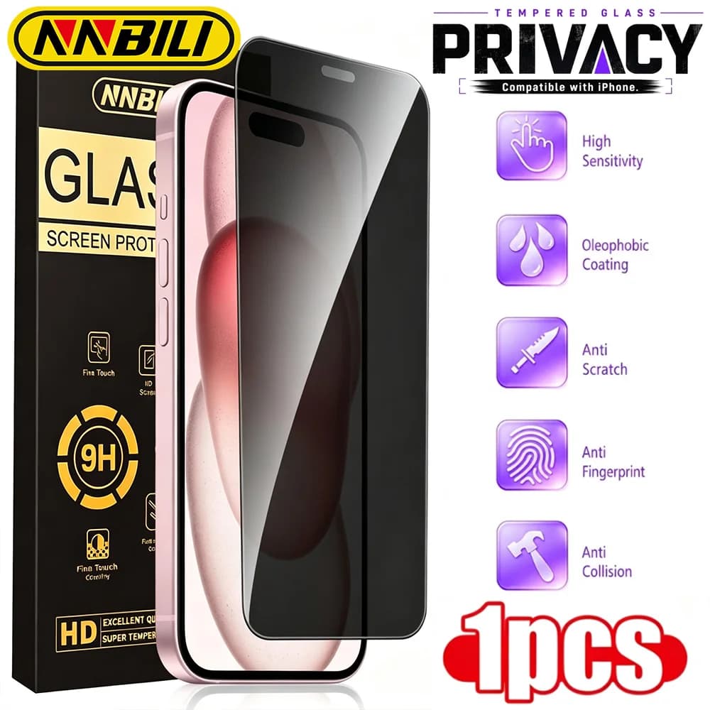 1-5PCS Anti-Spy Glass for iPhone 15 14 13 12 11 Pro Max Mini X XS XR 7 8 6 Plus Privacy Screen Protector For iPhone 17 16 17Air