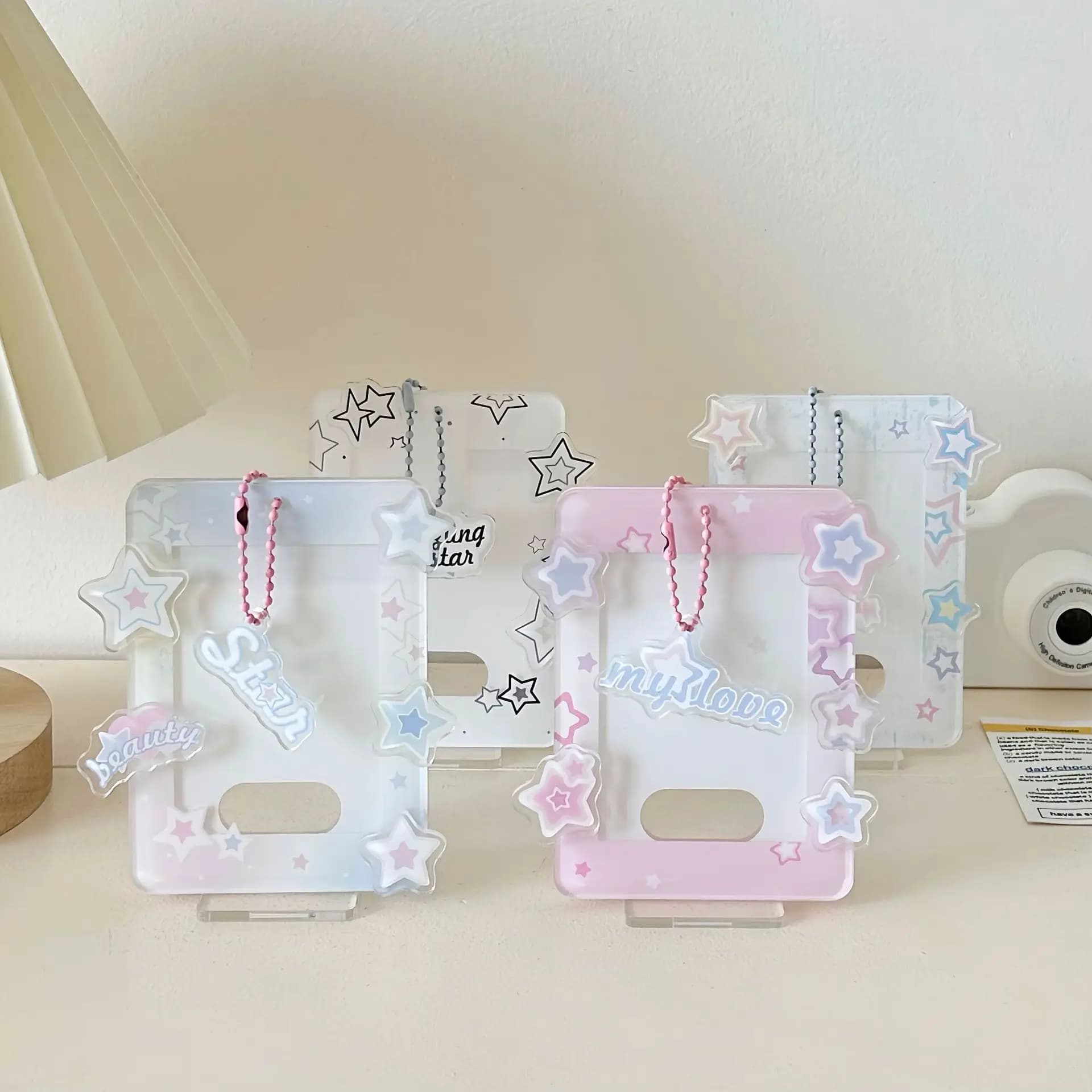 2.5 X 3.5 Inch Star Acrylic T Shaped Desktop Photo Frame Horizontal Picture Mini Display Sign Holder Home Office Wedding Decor