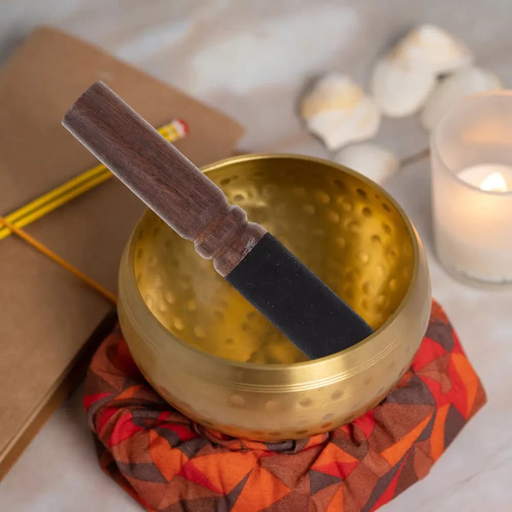 3Pcs Tibetan Singing Bowl Mallet Wooden Nepalese Striker Ergonomic Handle Sound Bath Instrument Percussion Stick Accessories