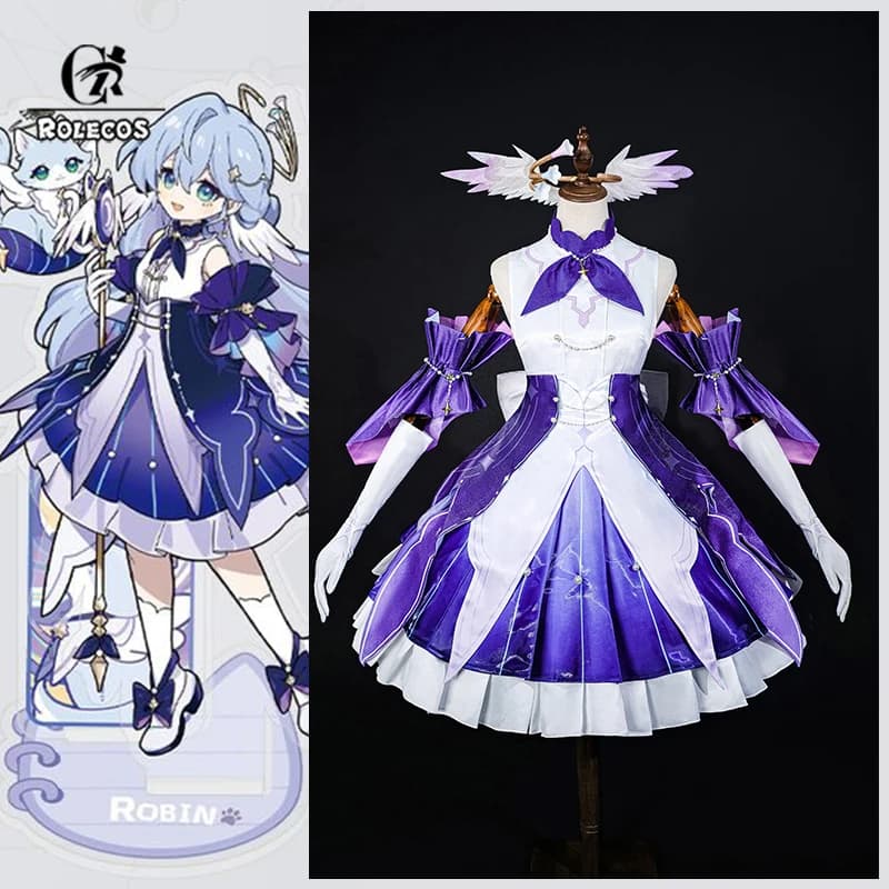 ROLECOS Originale Honkai Star Rail Fanart Little Cat Series Robin Costume Cosplay Elegante abito da festa da donna in raso da sposa