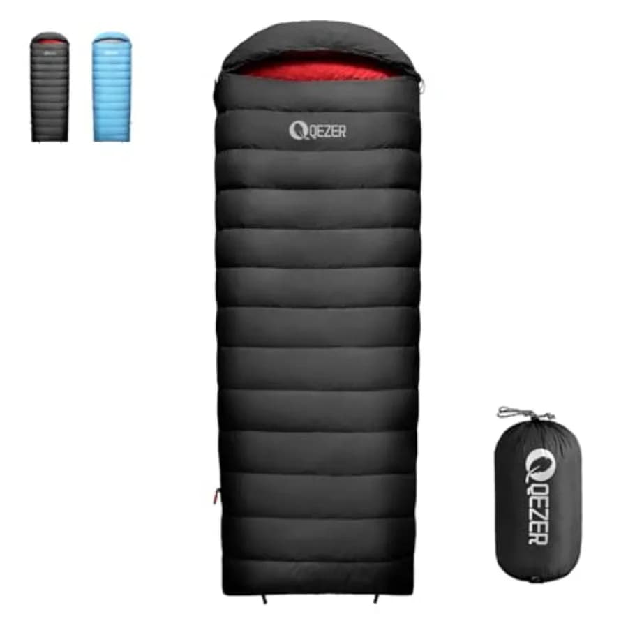 Sacco a Pelo in Piuma per Adulti, 600 Fill Power, Ultraleggero e Compatto con Sacca di Compressione per Backpacking, Campeggio ed Escursionismo