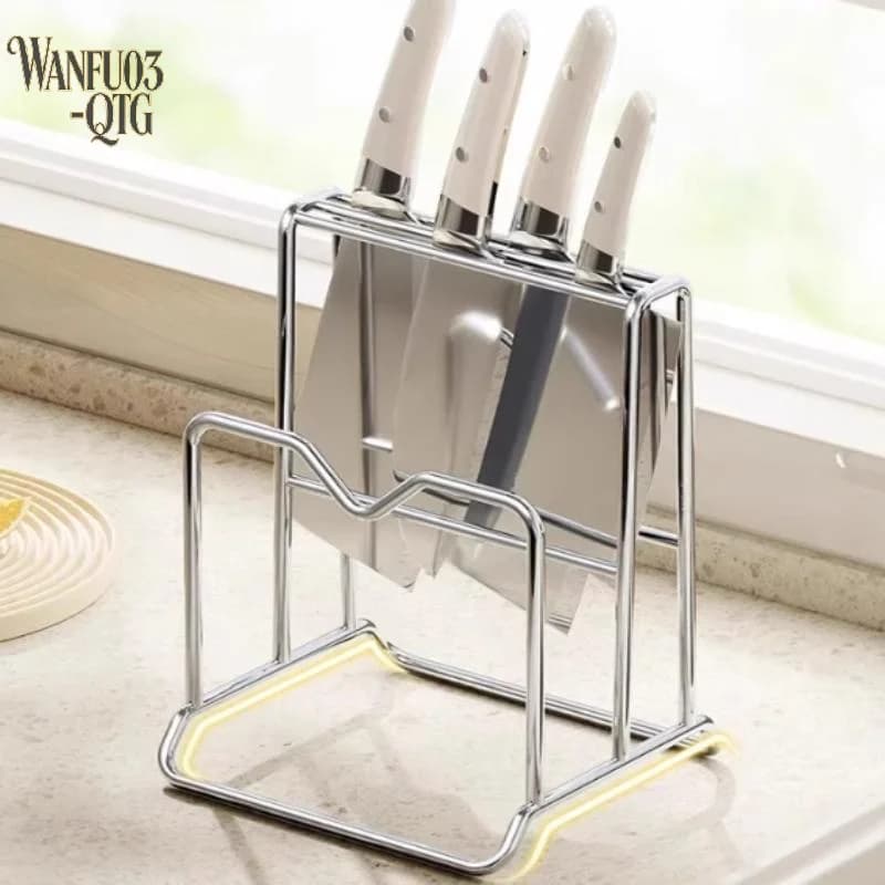 Portacoltelli in Acciaio Inox per Cucina, Supporto per Tagliere con Drenaggio Tridimensionale