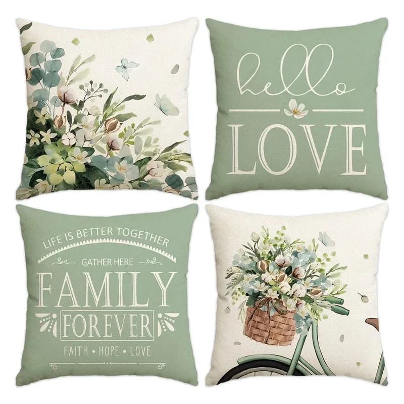 VIKAMA Decorative Floral Cover Summer, Rustic Country Style for Living, Sofa and Bedroom