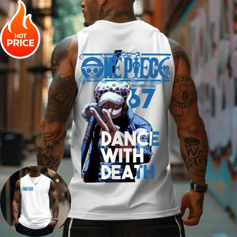 One Piece Law 2026 Harajuku Summer Spring New Tank Top Casual Sports Fitness Sports Running Maglietta senza maniche in puro cotone Y2k Tee