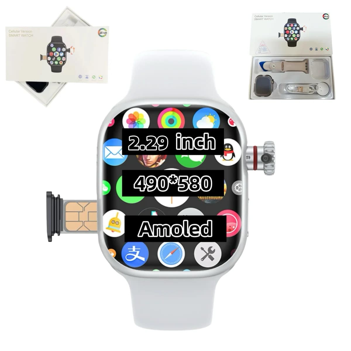 Smartwatch CD99 with 8GB RAM, AMOLED, Wifi, GPS, ROM 512GB, Download App, Bluetooth, Version with SIM Card for Men and Women
