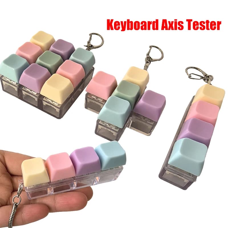 🎊 1/4/5/9 Keyboard Fidget Keychain, Keyboard Fidget Decompression Toy, Mechanical Keyboard Fidget Clicker, Stress Relief Button