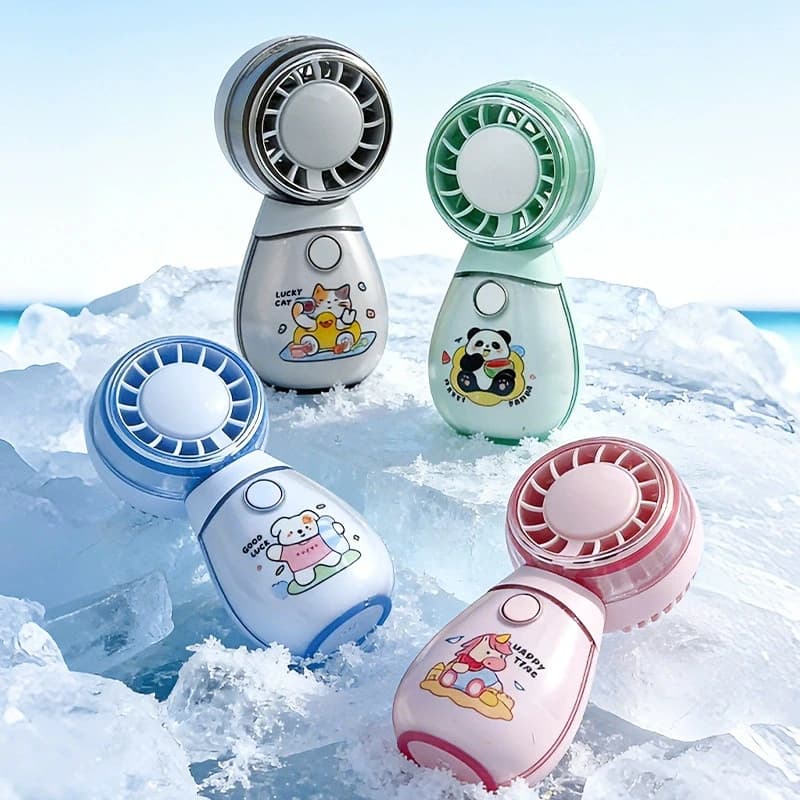 Cute Cartoon Portable Mini Handheld Fan USB Charging Compact Desk Fan for Students Dormitory