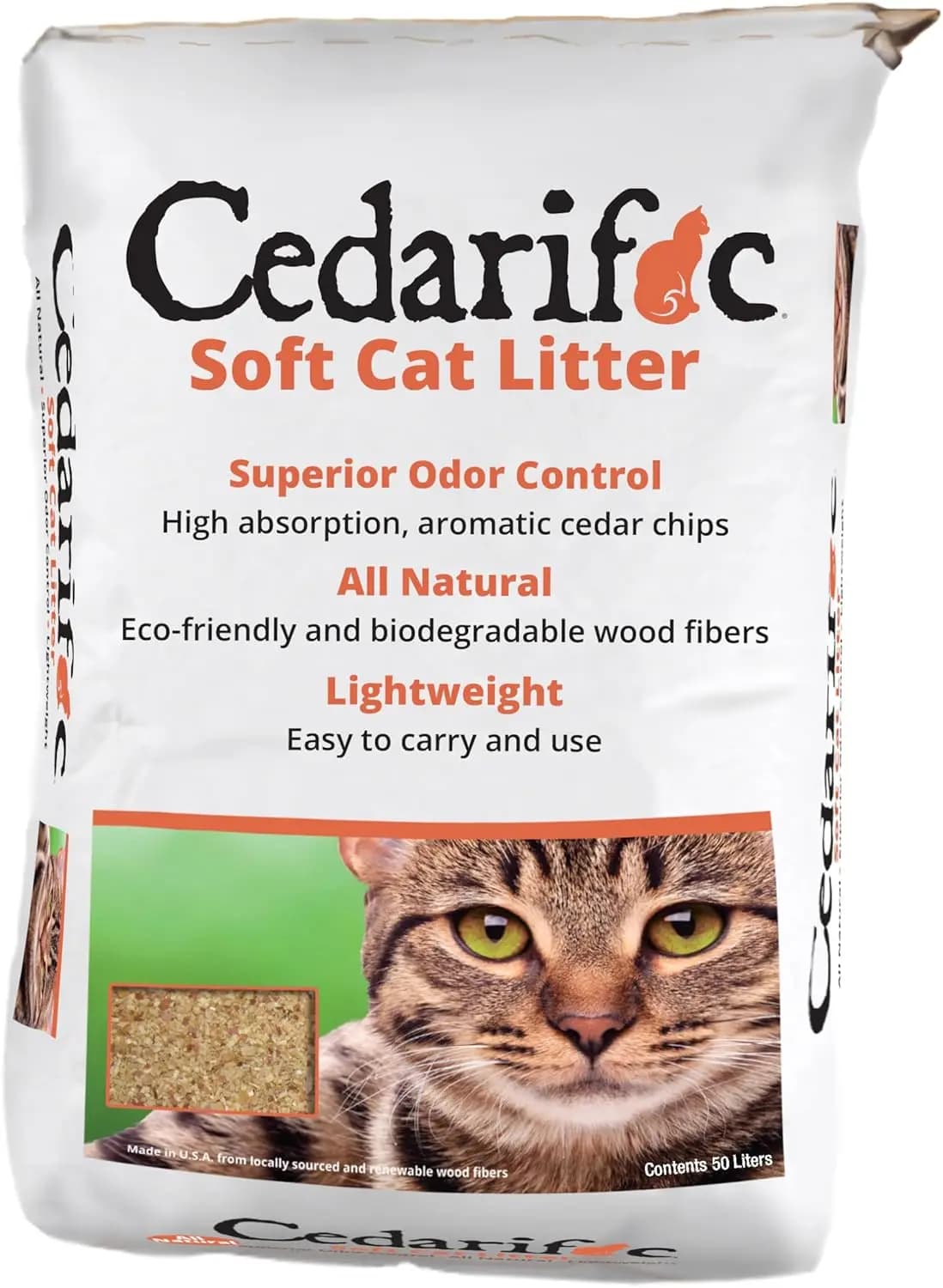 Lettiera per Gatti in Scaglie di Cedro Naturale, Sacco da 50 Litri - Controllo Odori ed Ecologica
