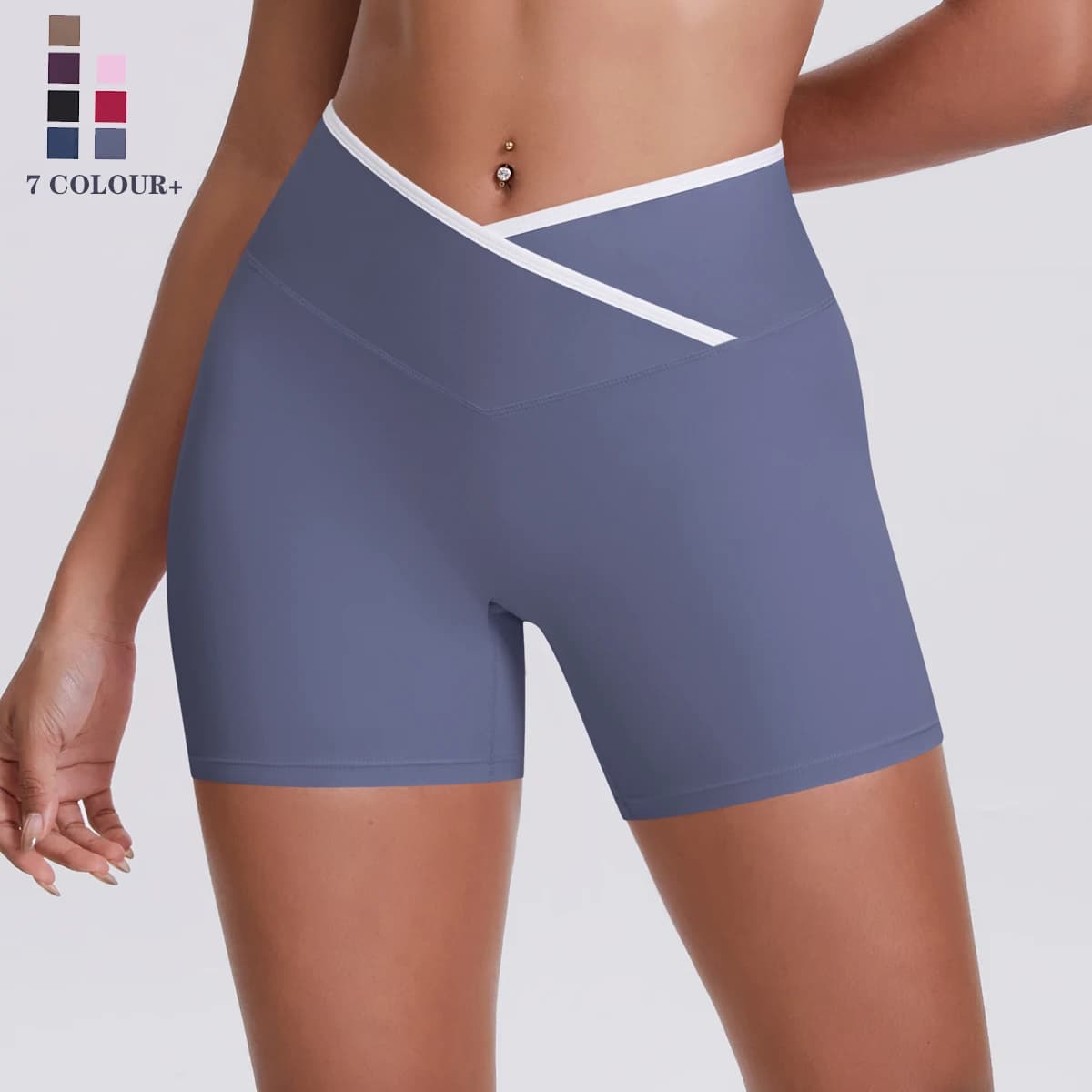 Yoga shorts Women's fitness shorts Waist V-shaped cycling shorts Breathable sports leggings Gym shorts for high waist training