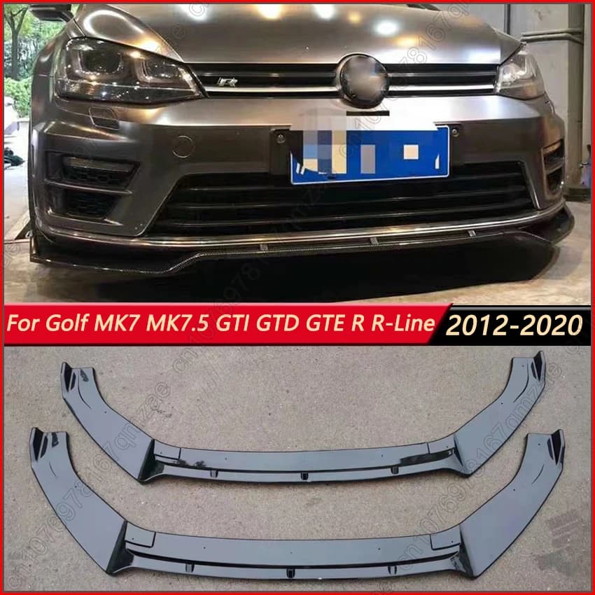 Front Bumper Canard Lip For Golf MK7 MK7.5 GTI GTD GTE R R-Line 2012-2020 Lower Splitter Diffuser Exterior Body Kits
