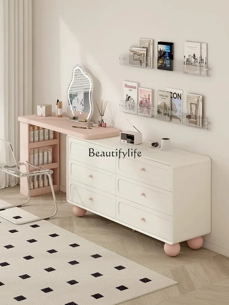 D06Personalizzazione del tavolo da trucco integrato allungabile sul comodino del tavolo da trucco color block in stile crema